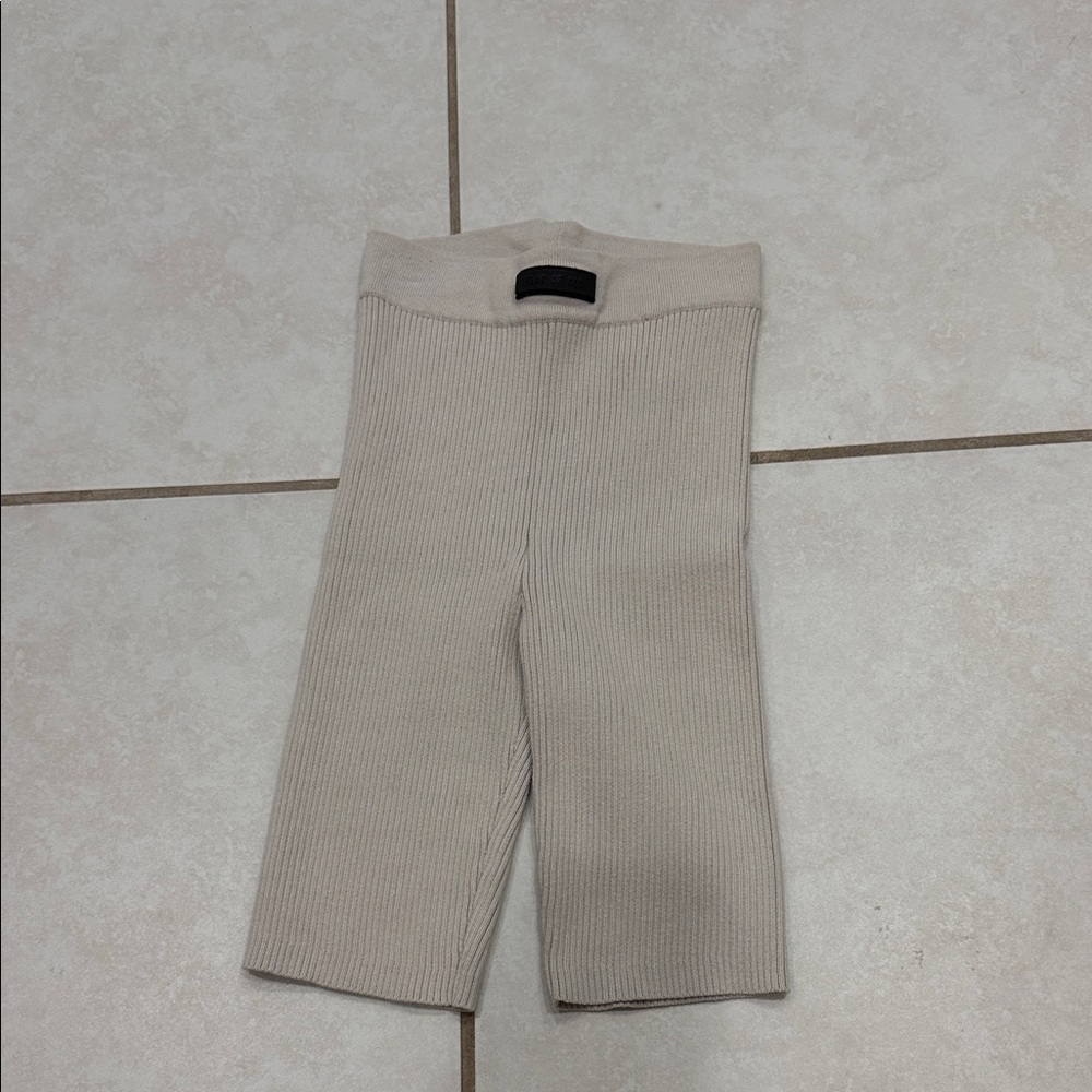 Essentials Ribbed Athletic Shorts in Light Beige